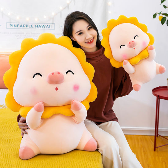 Sunflower Pig Plush Toy Soft Stuffed Animal for Girls’ Bed or Playtime