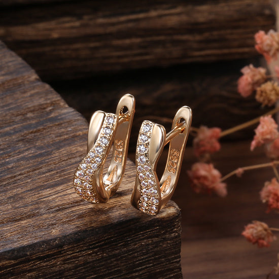 Fine Zircon Embedded Earrings  Stylish Popular Jewelry for Women