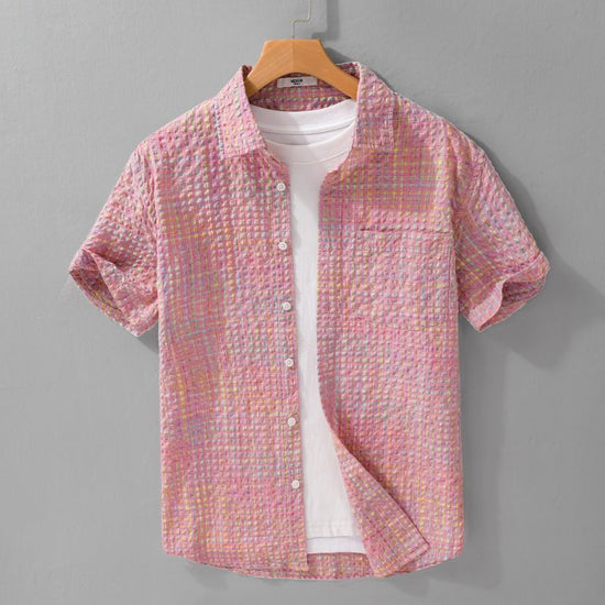 Men’s Summer Plaid Shirt Trendy Loose Thin Fashionable Casual Top
