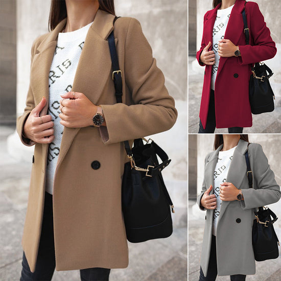 Women’s Woolen Coat  Stylish Warm Outerwear for Fall and Winter