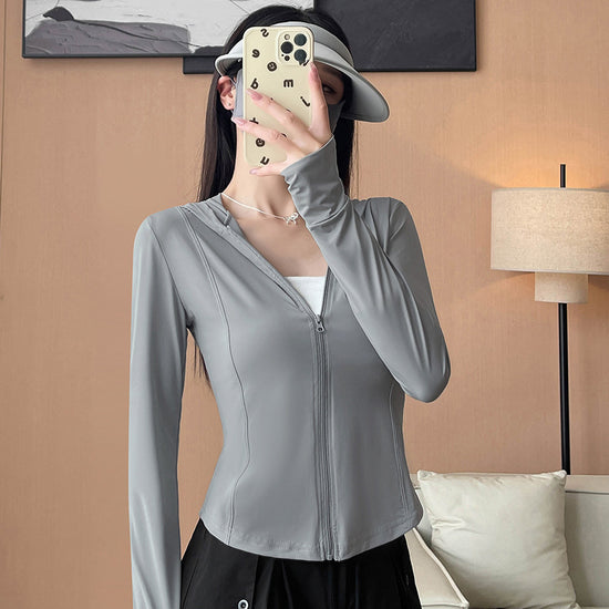 Ice Silk Slim Fit Top  Breathable Tight Shirt with Sun Protection