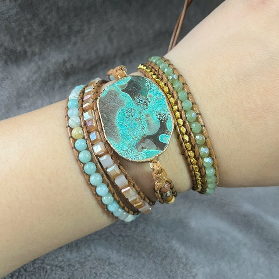 Retro Ocean Stone Bracelet Multi-Layer Natural Stone Wrap Jewelry