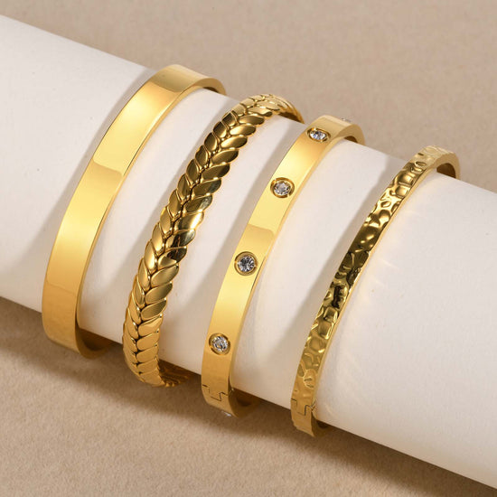 Glossy Stainless Steel Bracelet Stylish Drill Design Jewelry for Men & Women