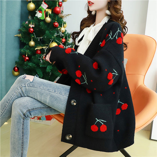 Student Knit Cardigan Sweater  Casual Warm Pullover for School & Daily Wear