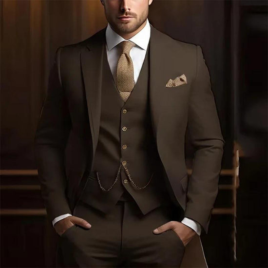 Men’s Slim Three-Piece Suit  High-Grade Gentleman Formal Business Outfit
