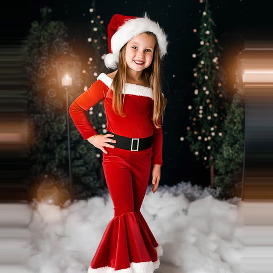 Winter Christmas Outfit  Long Shirt with Festive Bell Bottoms for Women